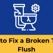 Infographic showing a broken toilet flush and how to fix it